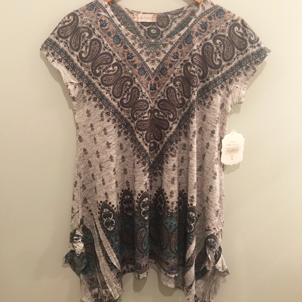 NWT Altar’d State Grey Multi Boho Shirt Size M
